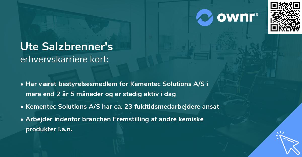 Ute Salzbrenner's erhvervskarriere kort