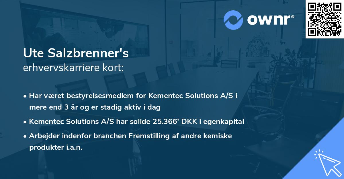 Ute Salzbrenner's erhvervskarriere kort