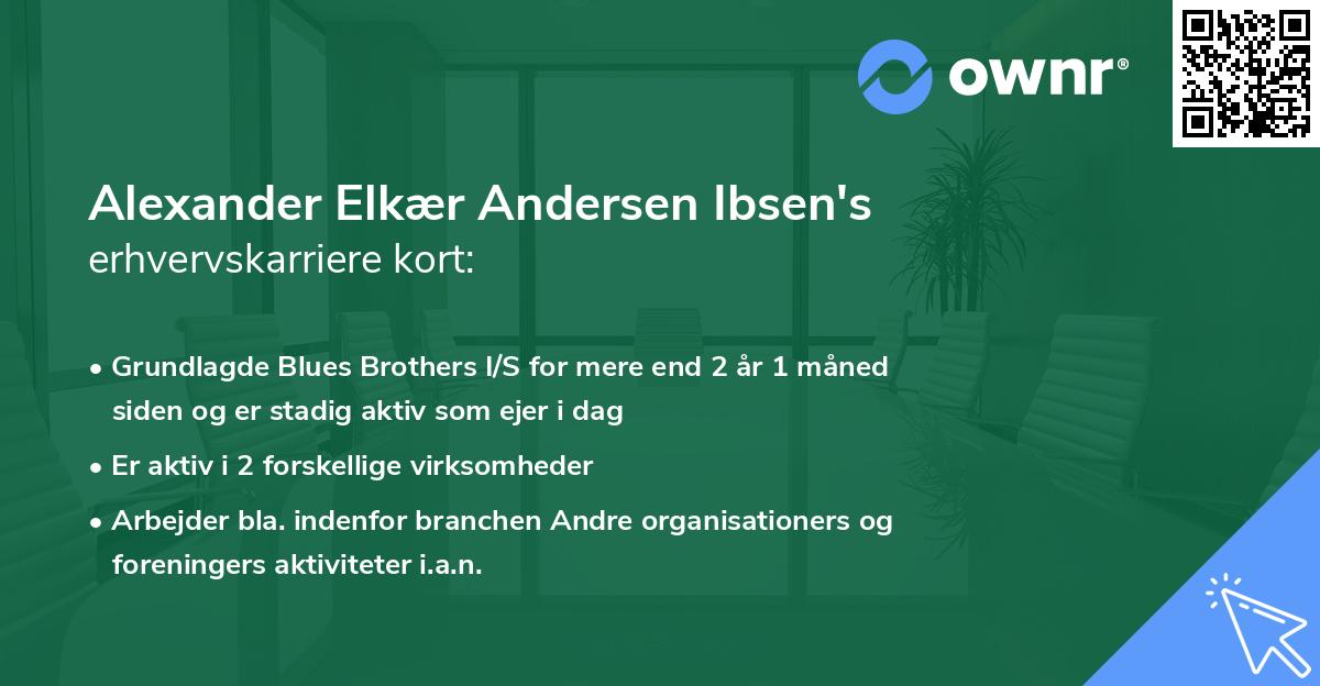 Alexander Elkær Andersen Ibsen's erhvervskarriere kort