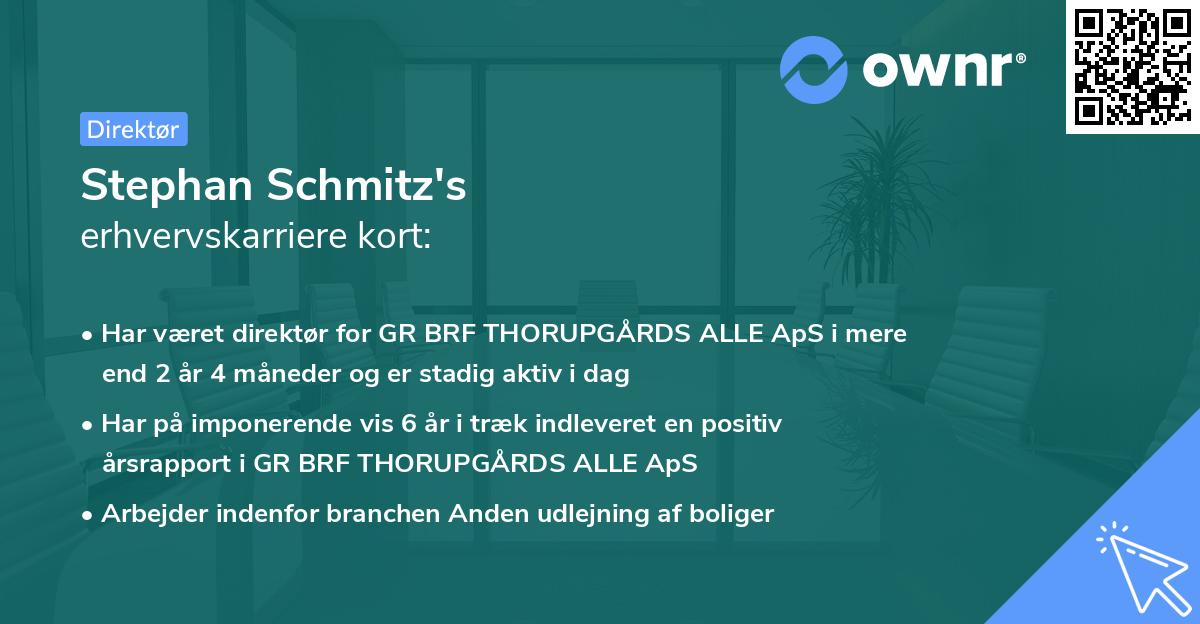 Stephan Schmitz's erhvervskarriere kort