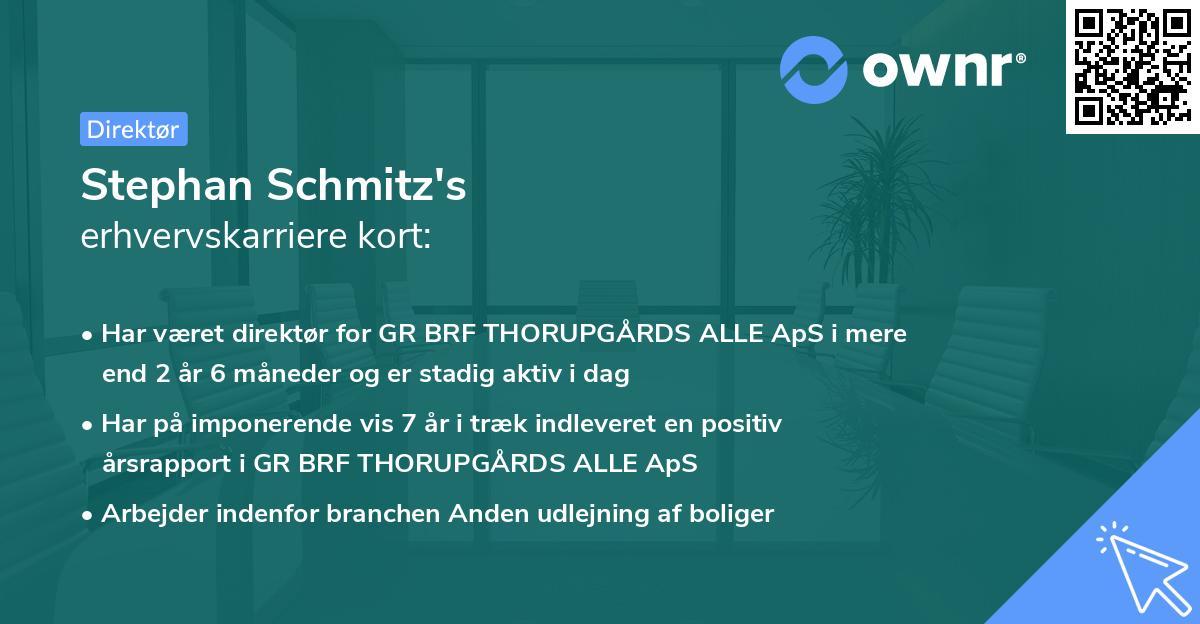Stephan Schmitz's erhvervskarriere kort