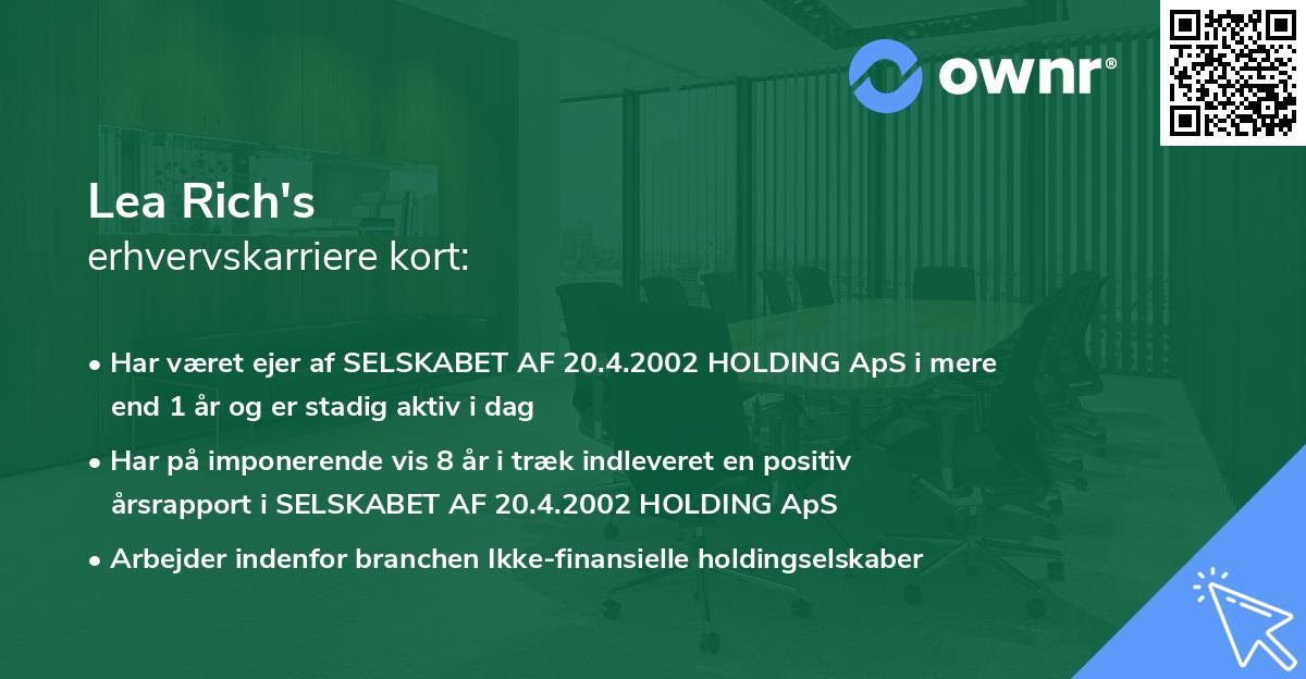 Lea Rich's erhvervskarriere kort
