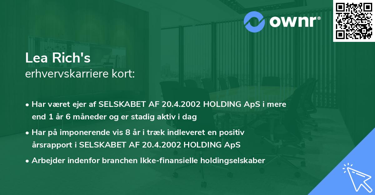 Lea Rich's erhvervskarriere kort
