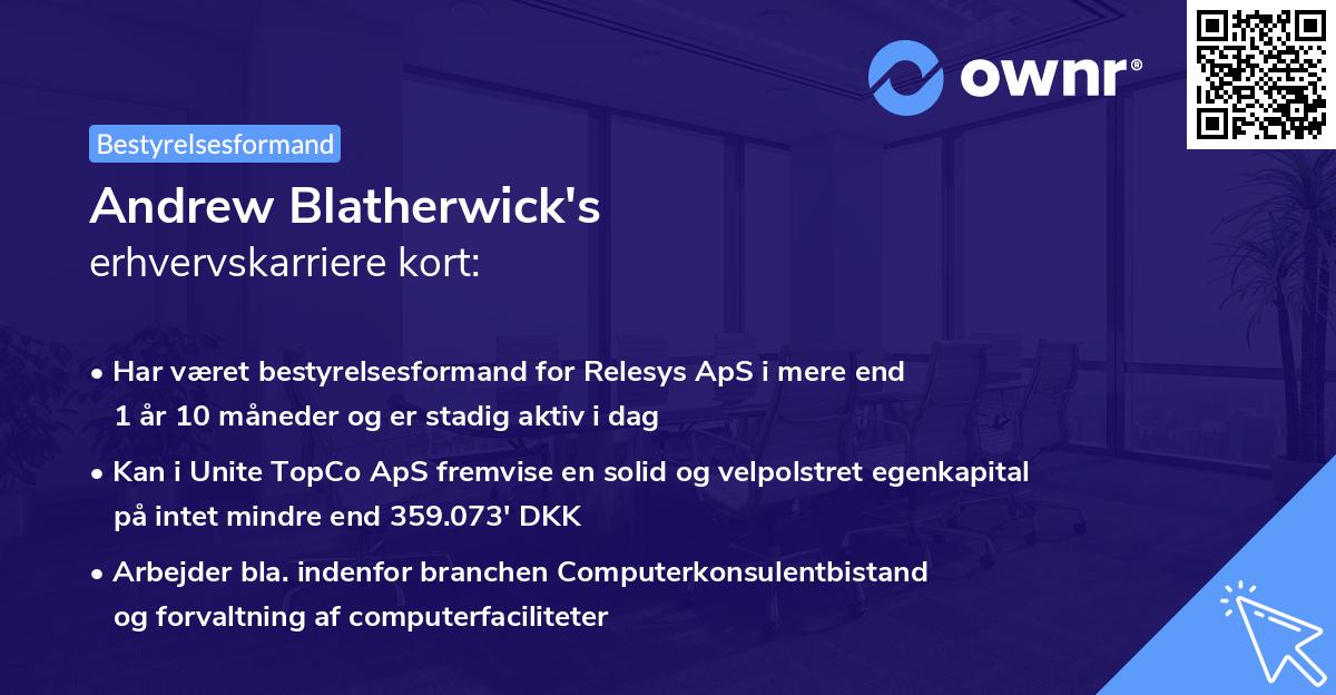 Andrew Blatherwick's erhvervskarriere kort