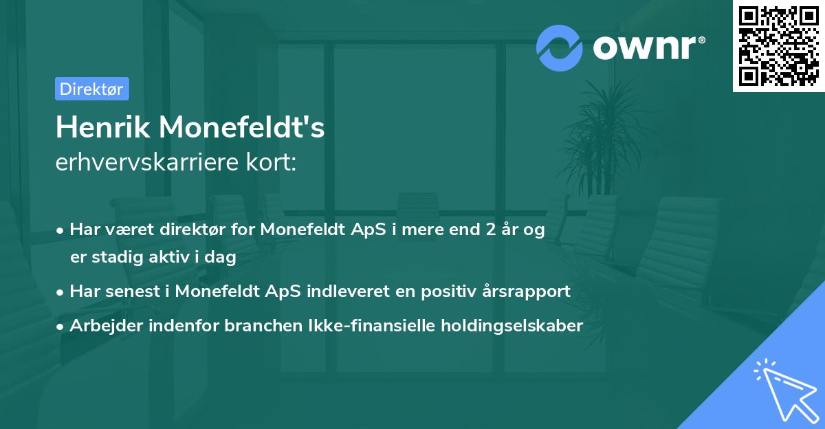 Henrik Monefeldt's erhvervskarriere kort