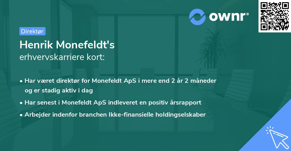 Henrik Monefeldt's erhvervskarriere kort