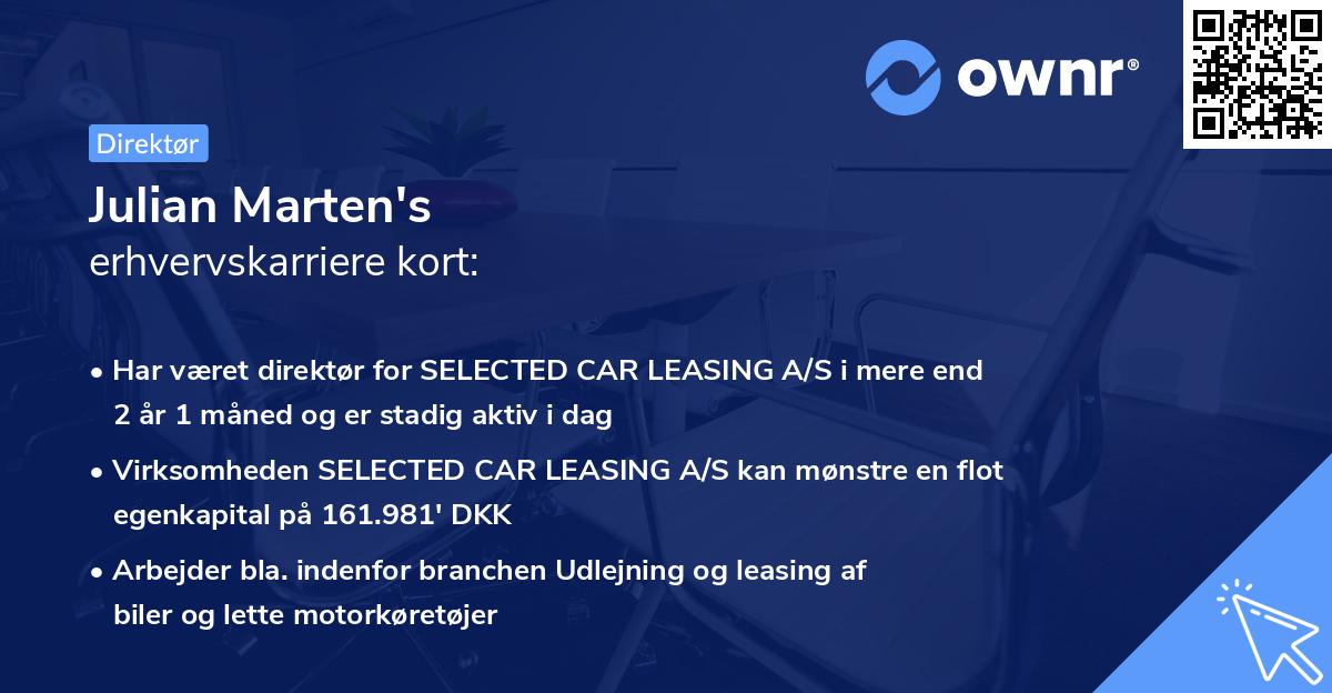 Julian Marten's erhvervskarriere kort