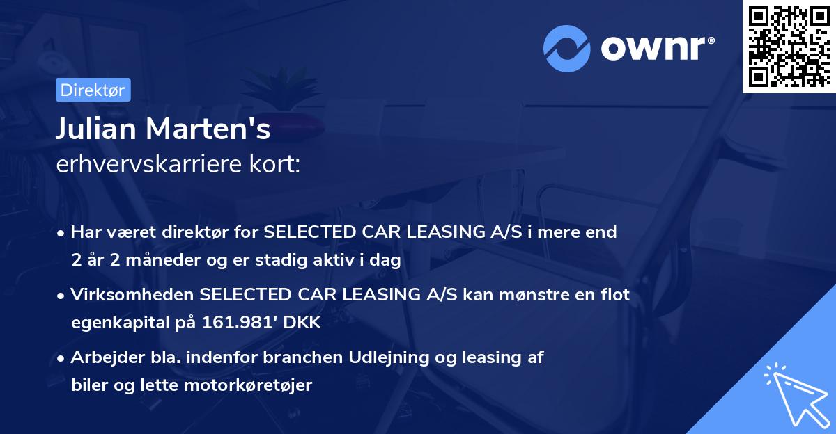 Julian Marten's erhvervskarriere kort