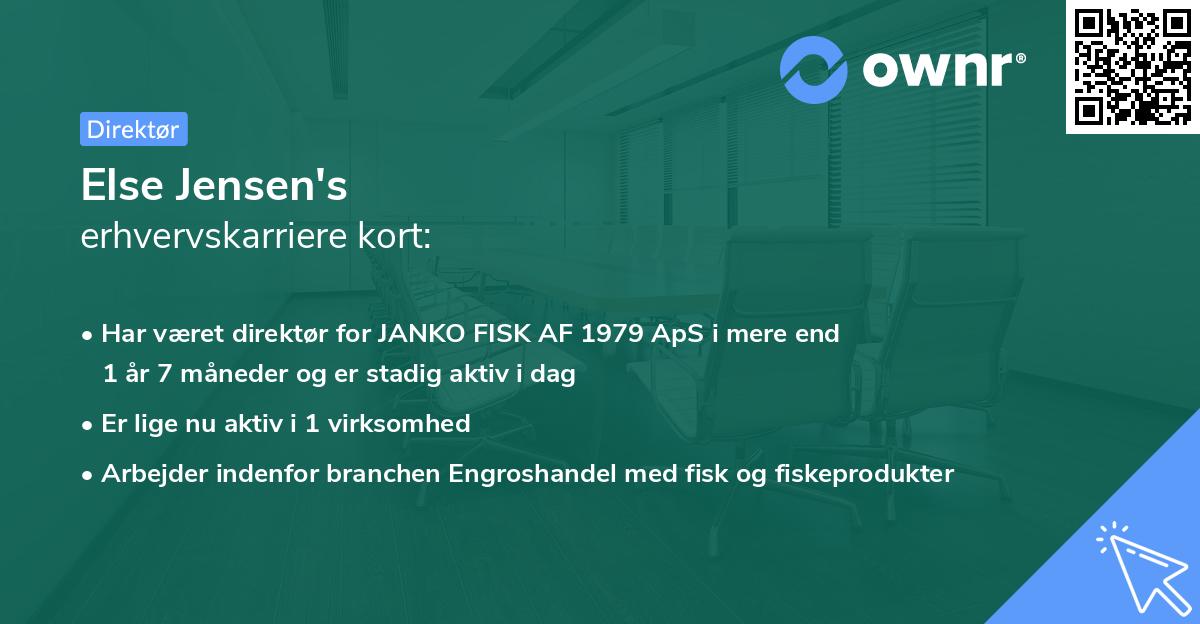 Else Jensen's erhvervskarriere kort
