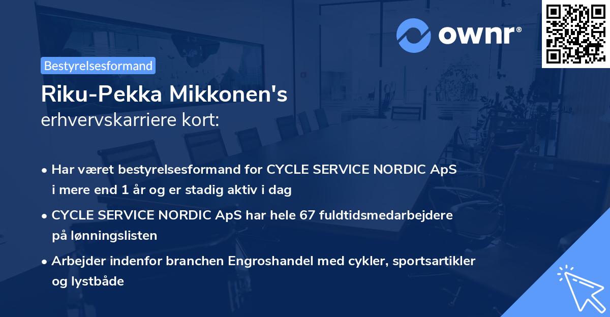 Riku-Pekka Mikkonen's erhvervskarriere kort