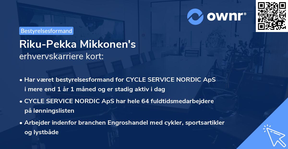 Riku-Pekka Mikkonen's erhvervskarriere kort