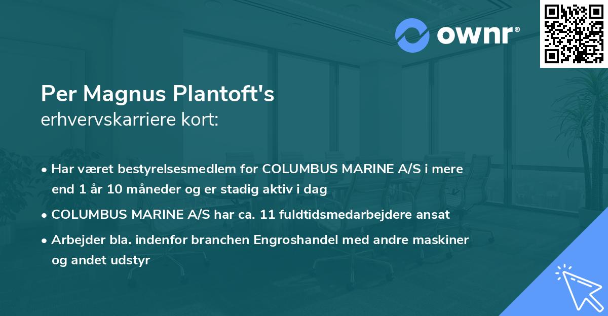 Per Magnus Plantoft's erhvervskarriere kort