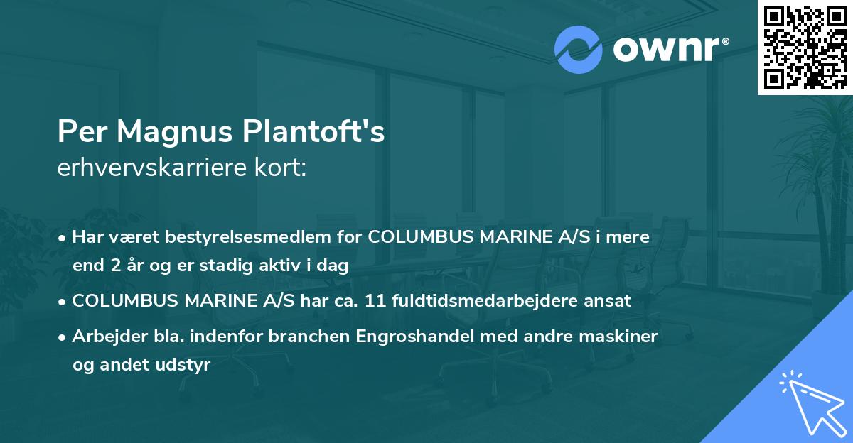 Per Magnus Plantoft's erhvervskarriere kort