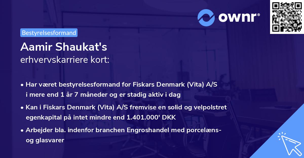 Aamir Shaukat's erhvervskarriere kort