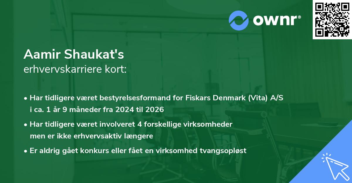 Aamir Shaukat's erhvervskarriere kort