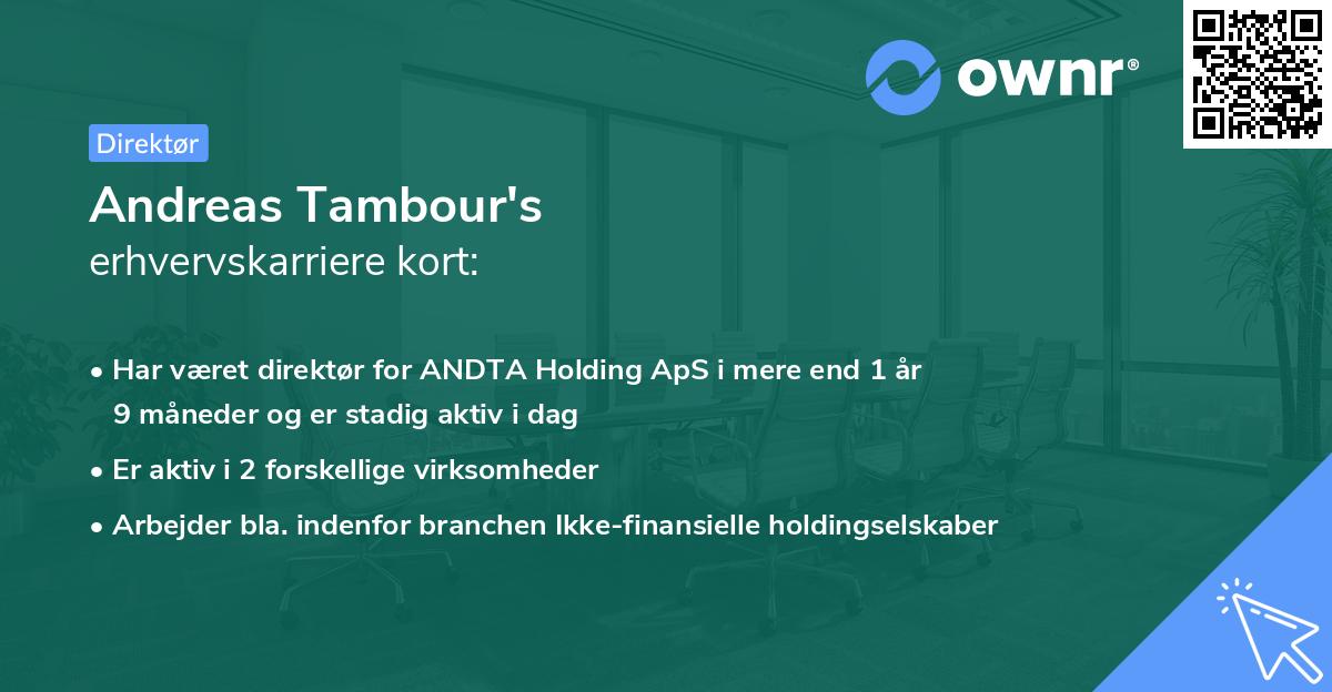 Andreas Tambour's erhvervskarriere kort