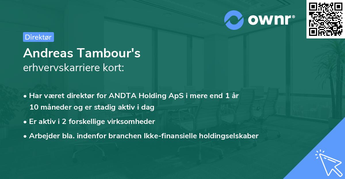 Andreas Tambour's erhvervskarriere kort