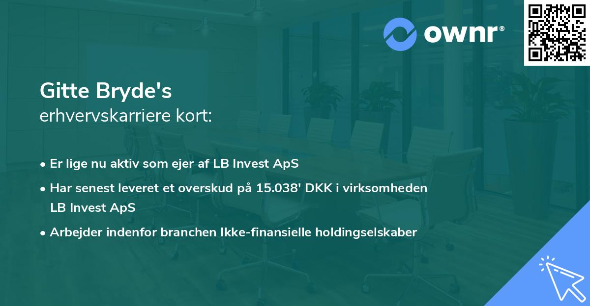 Gitte Bryde's erhvervskarriere kort