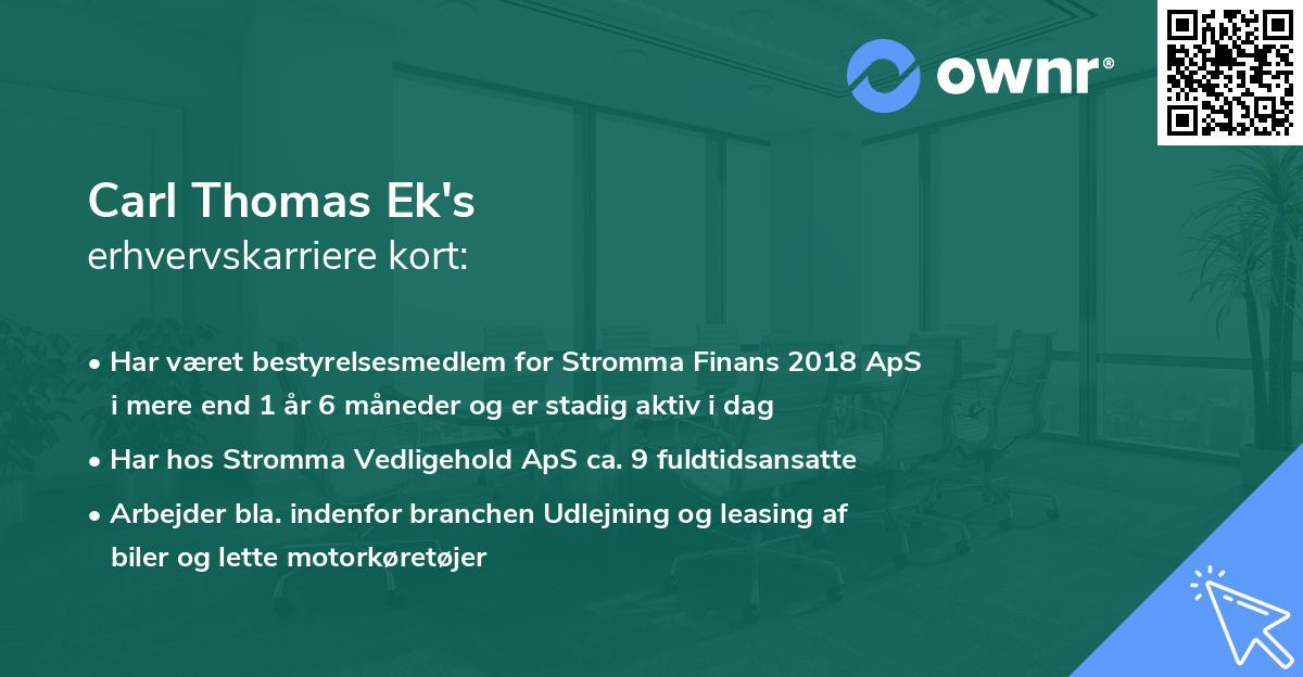 Carl Thomas Ek's erhvervskarriere kort