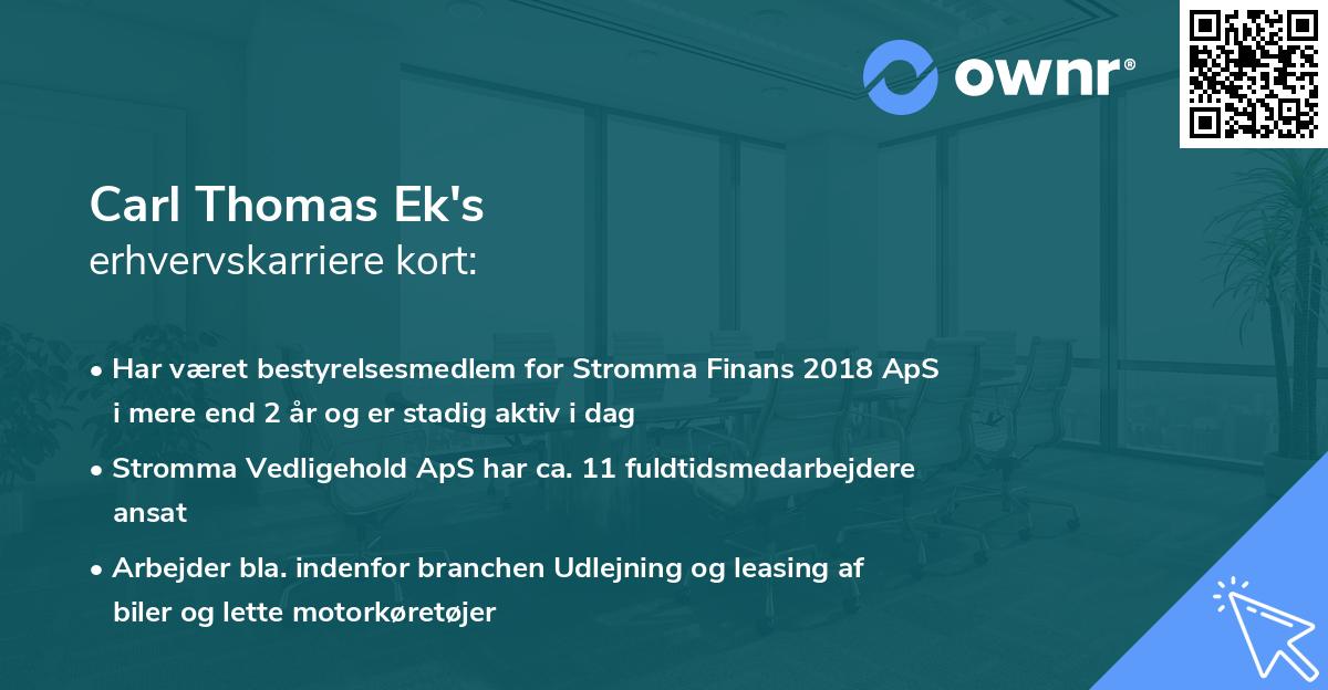 Carl Thomas Ek's erhvervskarriere kort