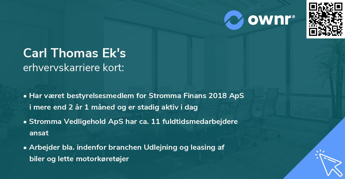 Carl Thomas Ek's erhvervskarriere kort