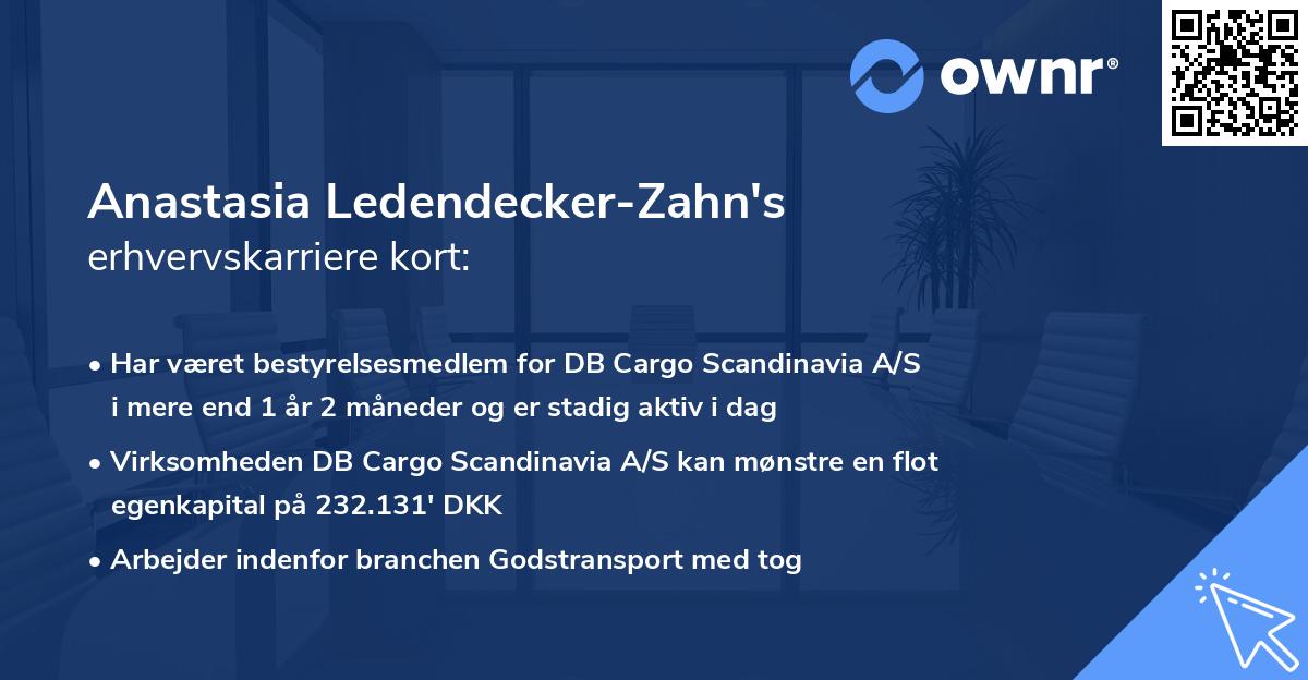 Anastasia Ledendecker-Zahn's erhvervskarriere kort