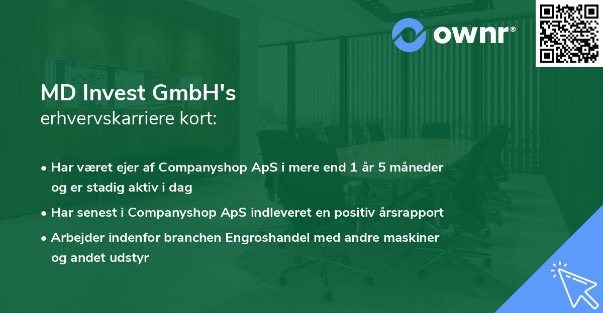 MD Invest GmbH's erhvervskarriere kort