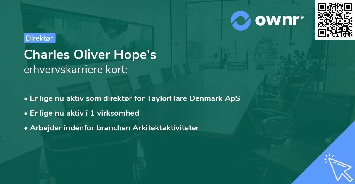 Charles Oliver Hope's erhvervskarriere kort