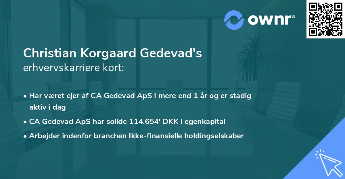 Christian Korgaard Gedevad's erhvervskarriere kort