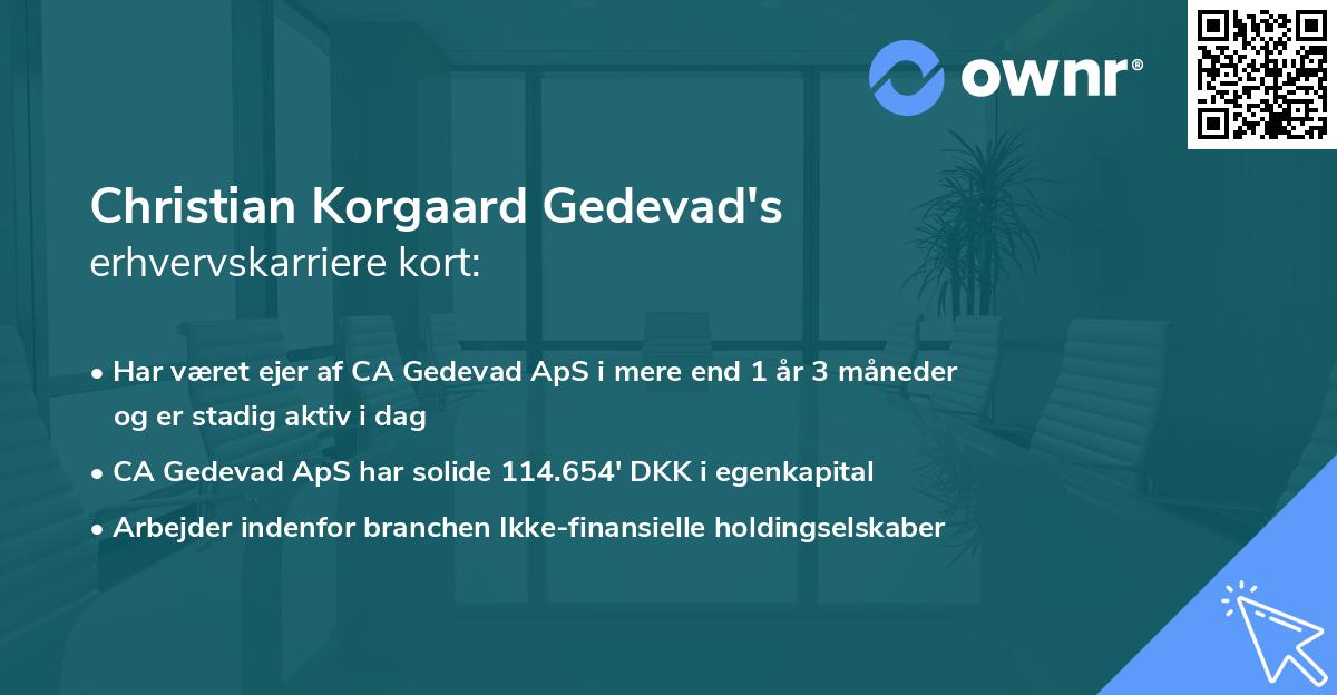 Christian Korgaard Gedevad's erhvervskarriere kort