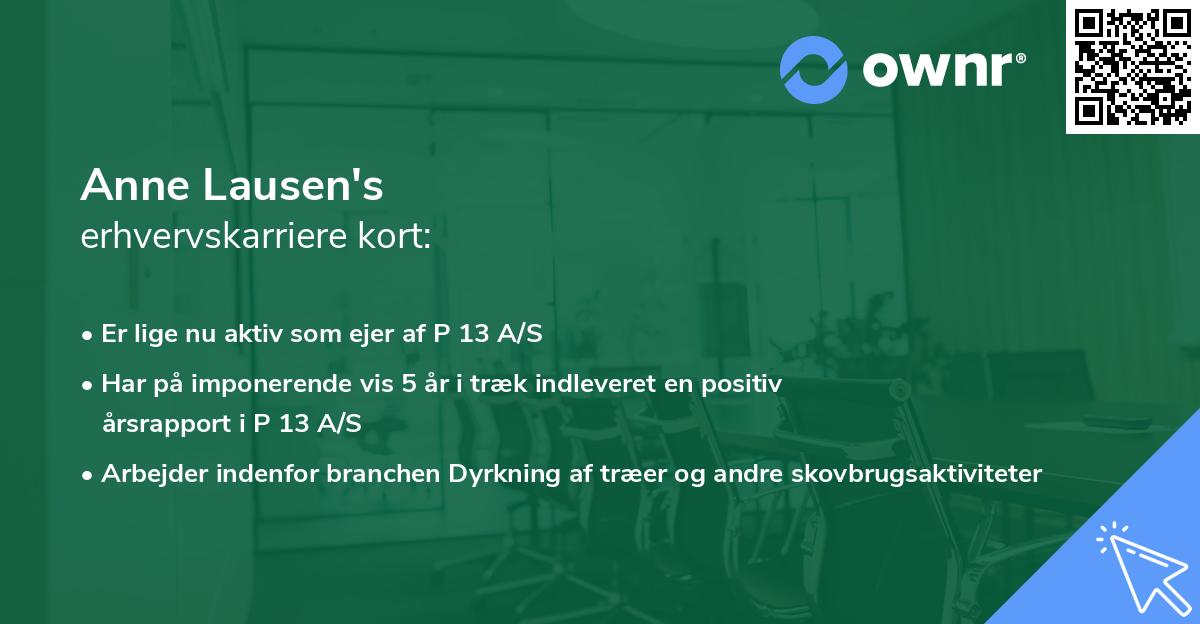 Anne Lausen's erhvervskarriere kort