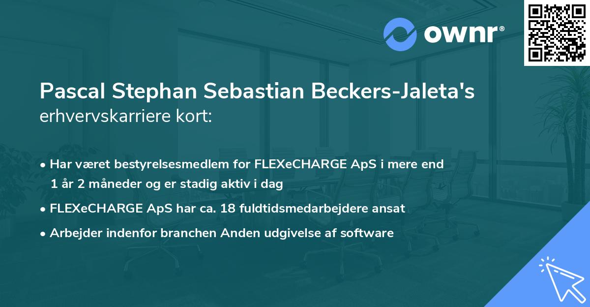 Pascal Stephan Sebastian Beckers-Jaleta's erhvervskarriere kort