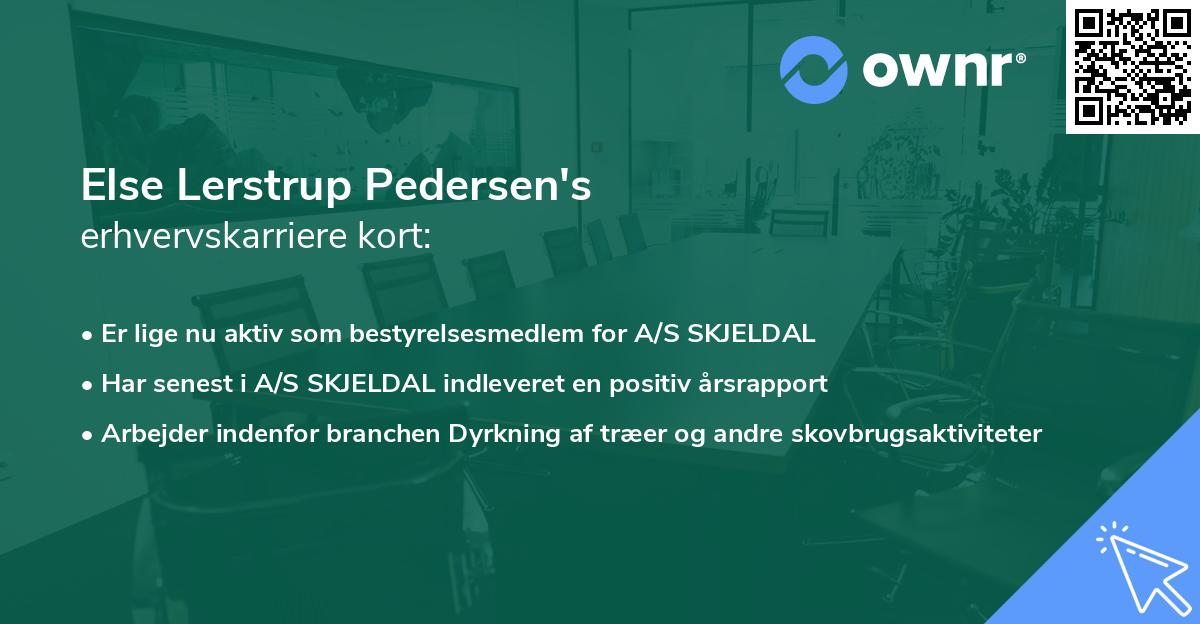 Else Lerstrup Pedersen's erhvervskarriere kort