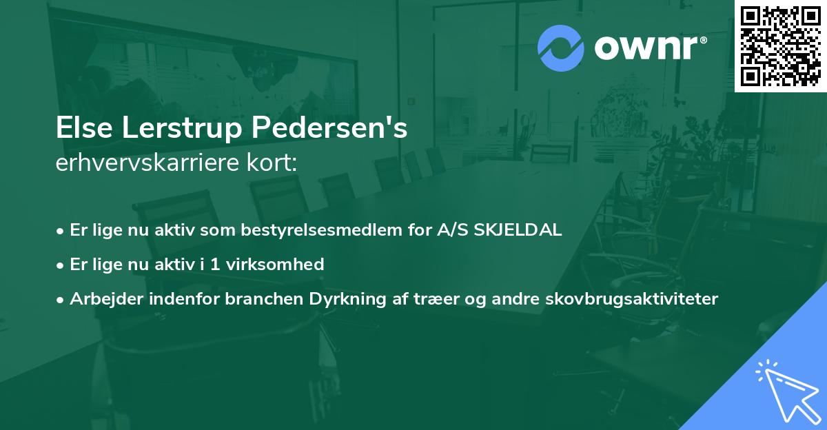 Else Lerstrup Pedersen's erhvervskarriere kort