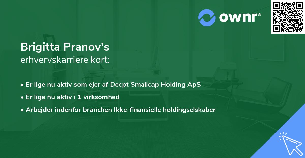 Brigitta Pranov's erhvervskarriere kort