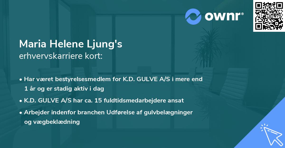 Maria Helene Ljung's erhvervskarriere kort