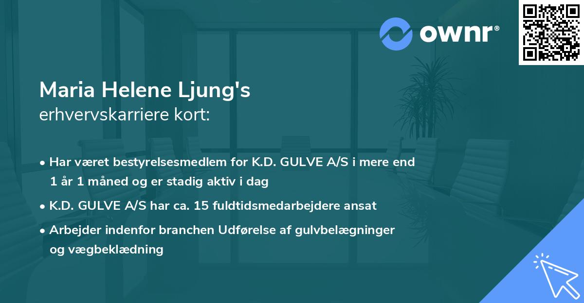 Maria Helene Ljung's erhvervskarriere kort