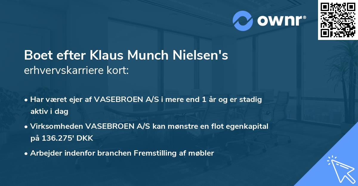 Boet efter Klaus Munch Nielsen's erhvervskarriere kort