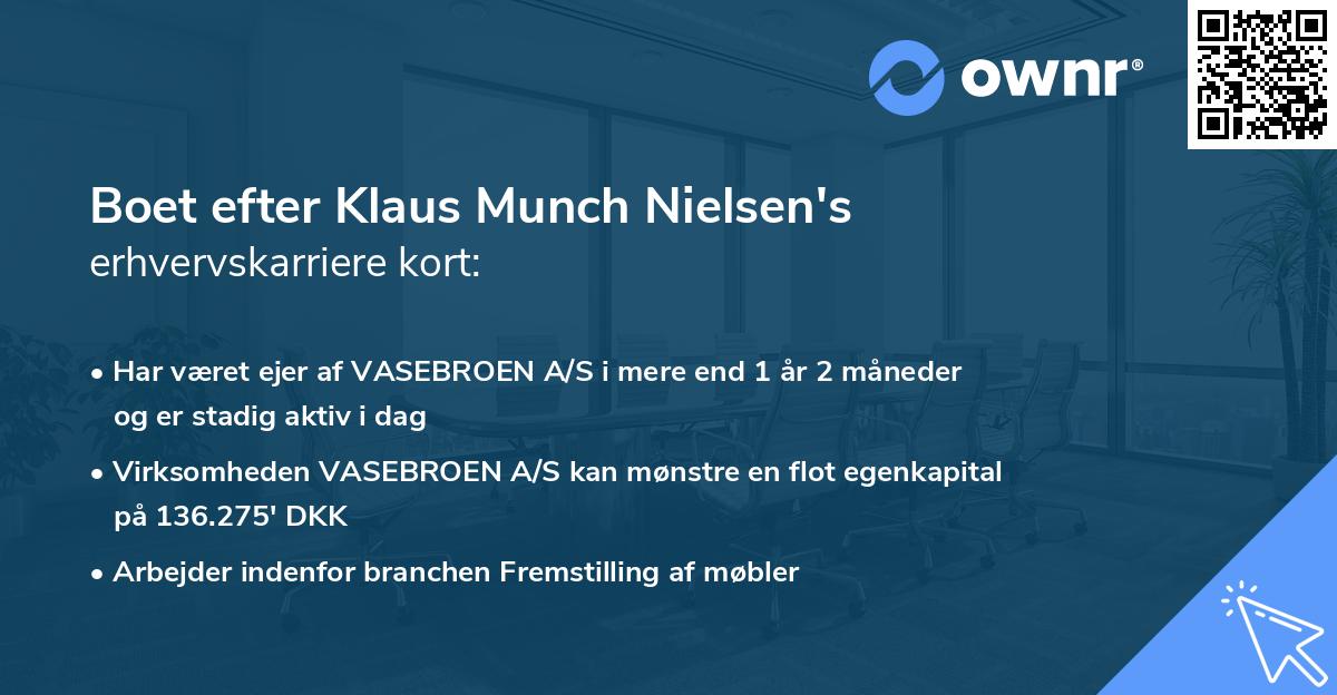 Boet efter Klaus Munch Nielsen's erhvervskarriere kort