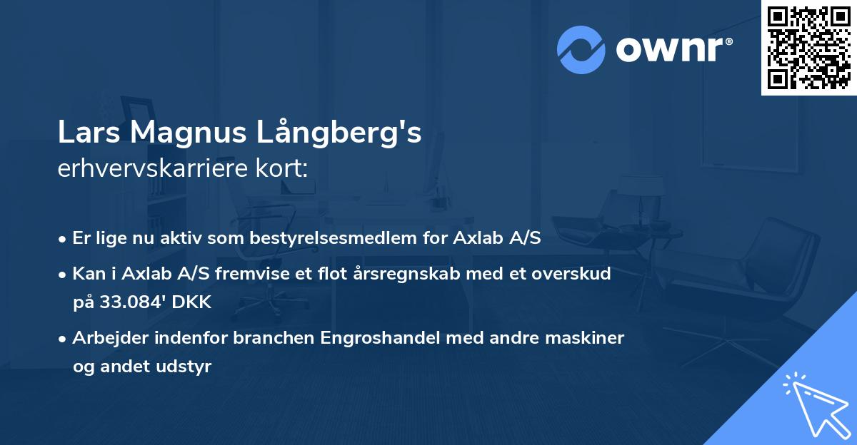Lars Magnus Långberg's erhvervskarriere kort