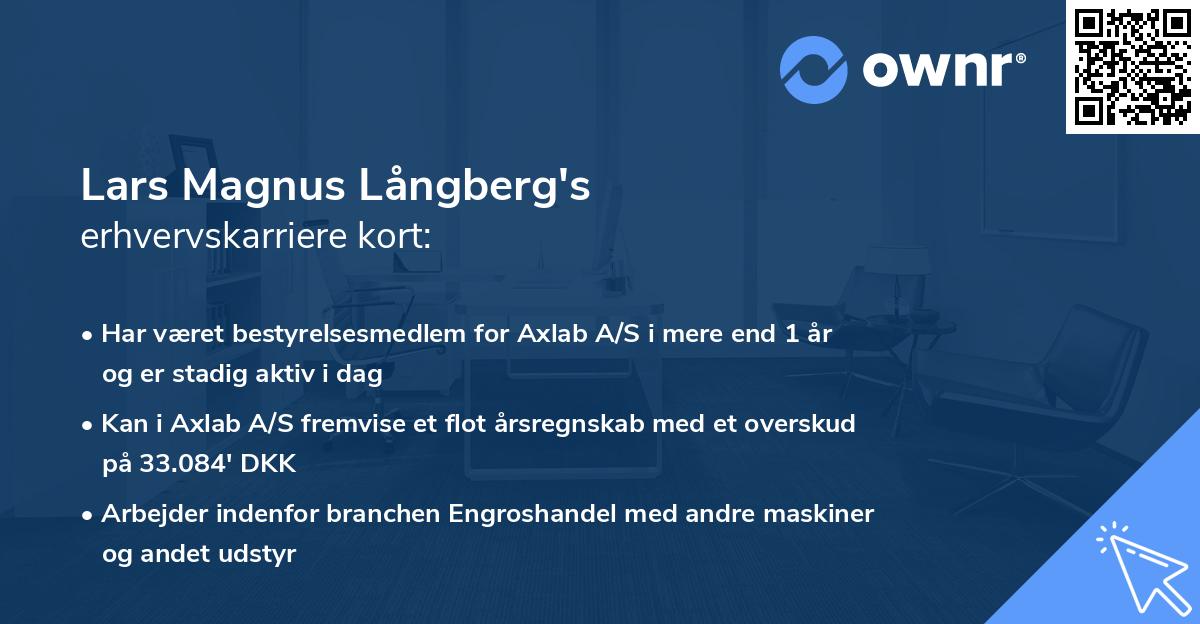 Lars Magnus Långberg's erhvervskarriere kort