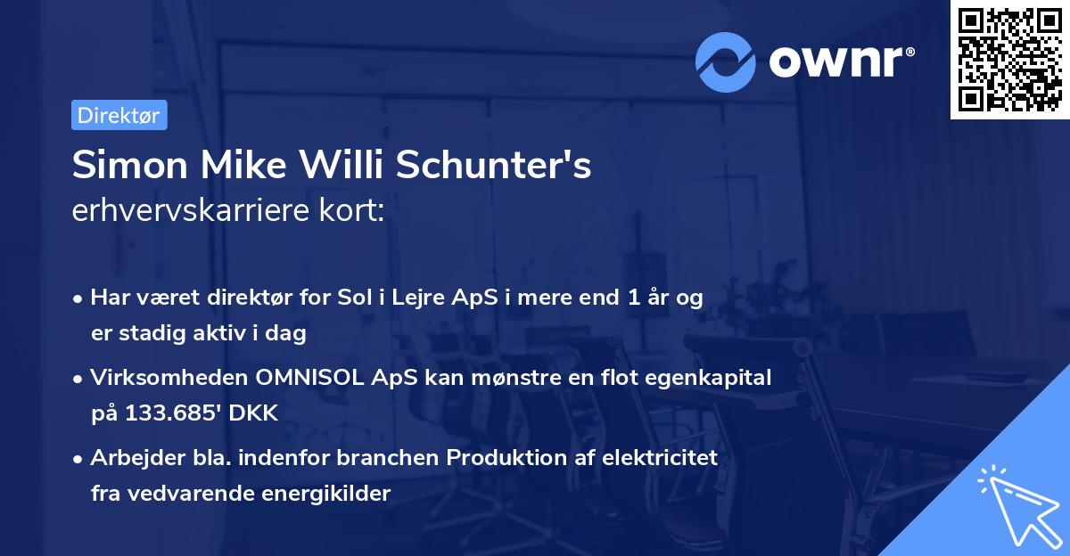 Simon Mike Willi Schunter's erhvervskarriere kort