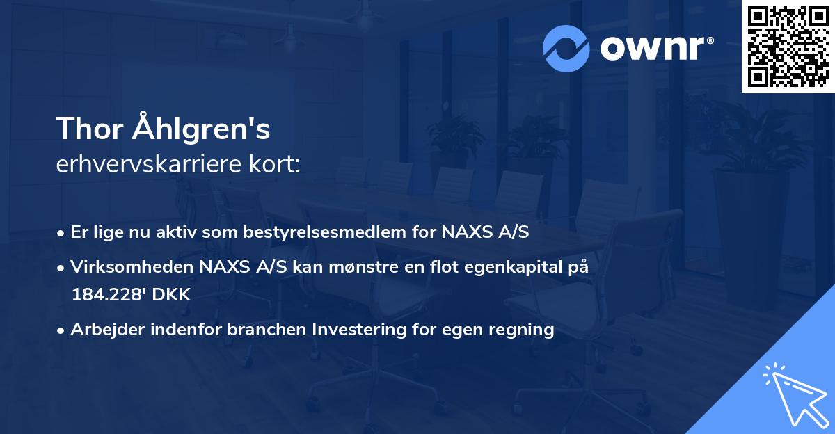 Thor Åhlgren's erhvervskarriere kort