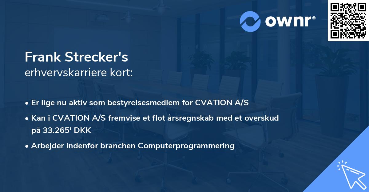 Frank Strecker's erhvervskarriere kort