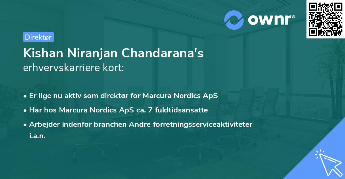 Kishan Niranjan Chandarana's erhvervskarriere kort