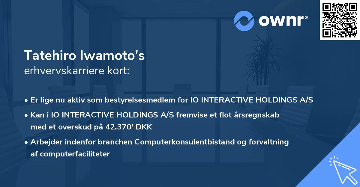 Tatehiro Iwamoto's erhvervskarriere kort