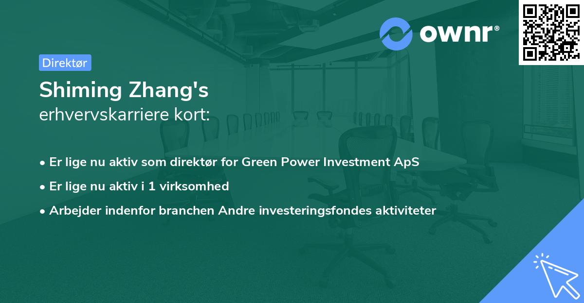 Shiming Zhang's erhvervskarriere kort