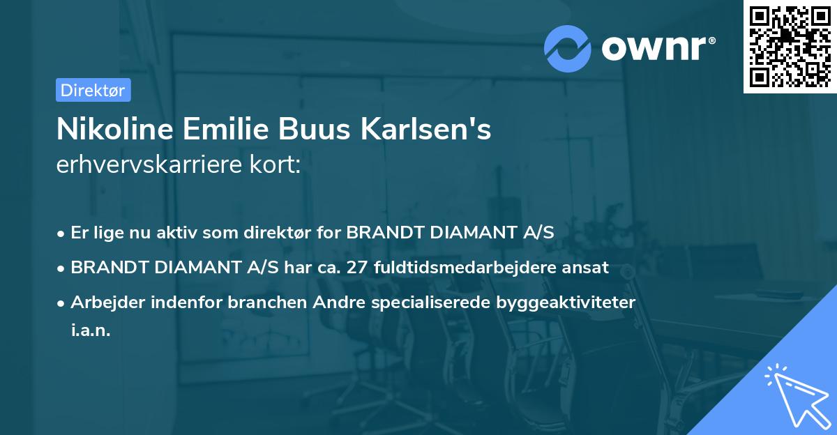 Nikoline Emilie Buus Karlsen's erhvervskarriere kort