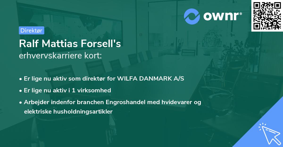 Ralf Mattias Forsell's erhvervskarriere kort