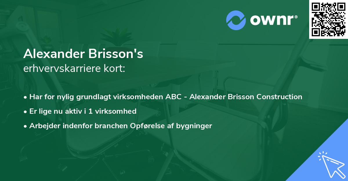 Alexander Brisson's erhvervskarriere kort